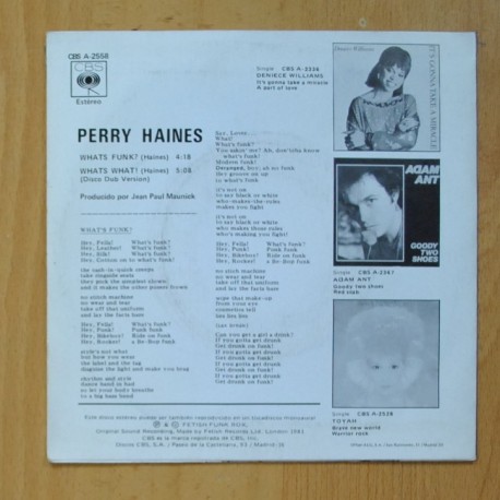 PERRY HAINES - WHATS FUNK? / WHATS WHAT - SINGLE