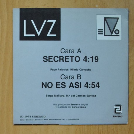 LUZ CASAL - SECRETO / NO ES ASI - SINGLE