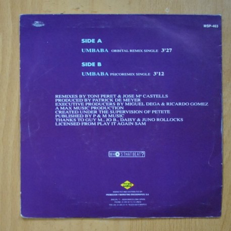 TRAGIC ERROR - UMBABA ( ORBITAL REMIX ) / UMBABA ( PSICOREMIX) - SINGLE