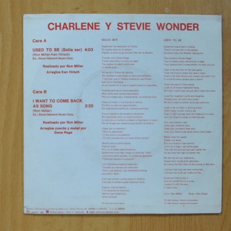 CHARLENE & STEVIE WONDER - USED TO BE / I WANT TO COME BACK AS SONG - SINGLE