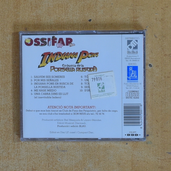 OSSIFAR - INDIANA PONS EN BUSCA DE LA PORSELLA RUSTIDA - CD