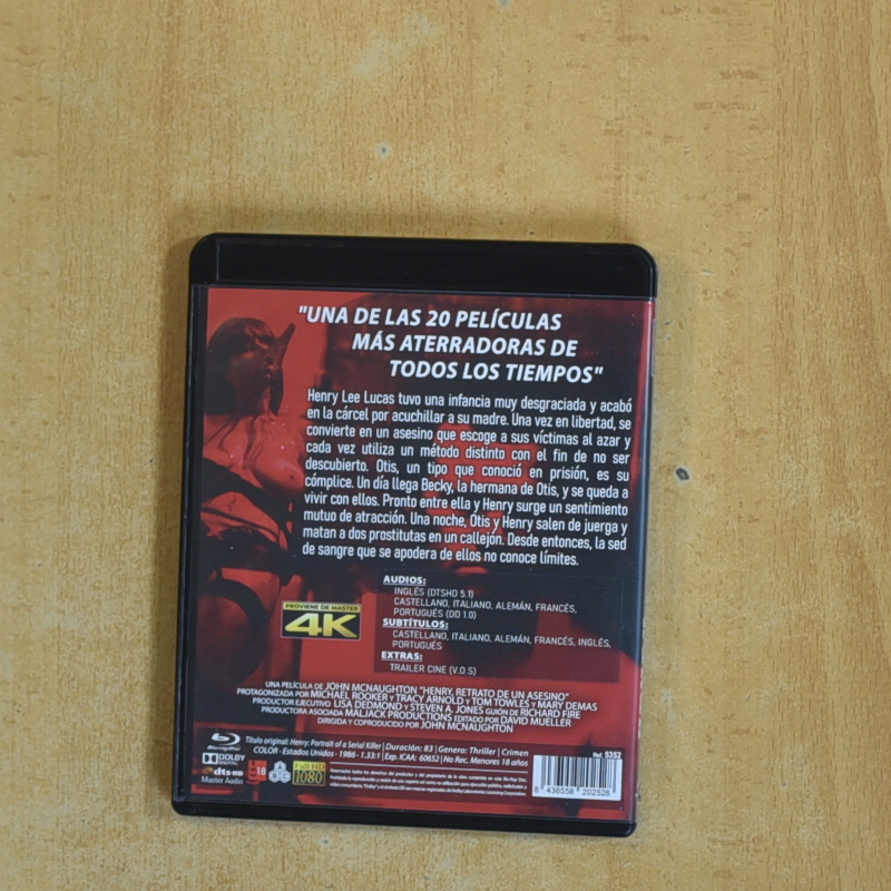 HENRY RETRATO DE UN ASESINO - BLURAY