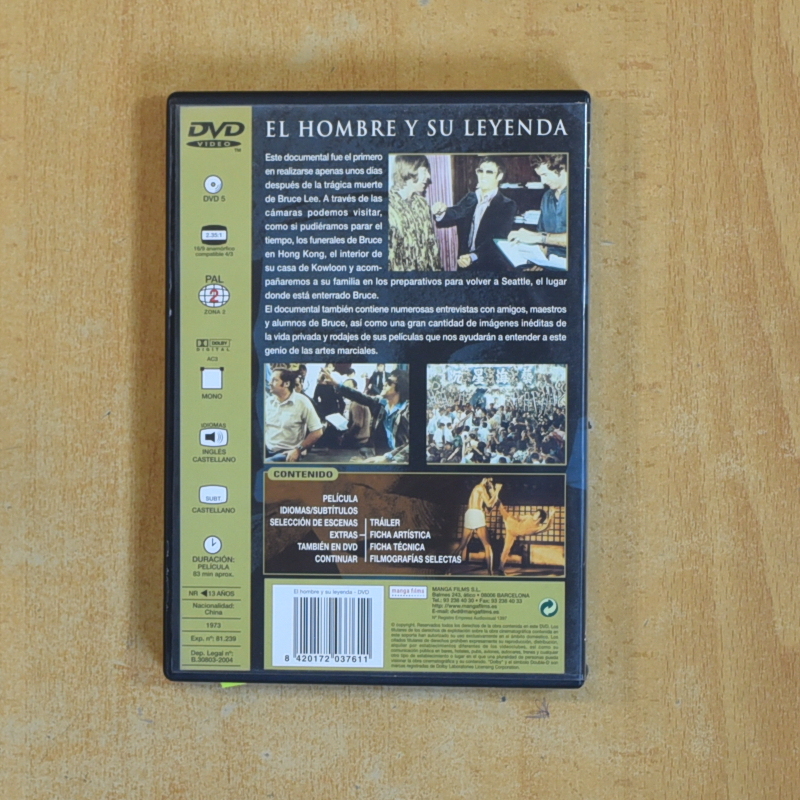 BRUCE LEE EL HOMBRE Y SU LEYENDA - DVD