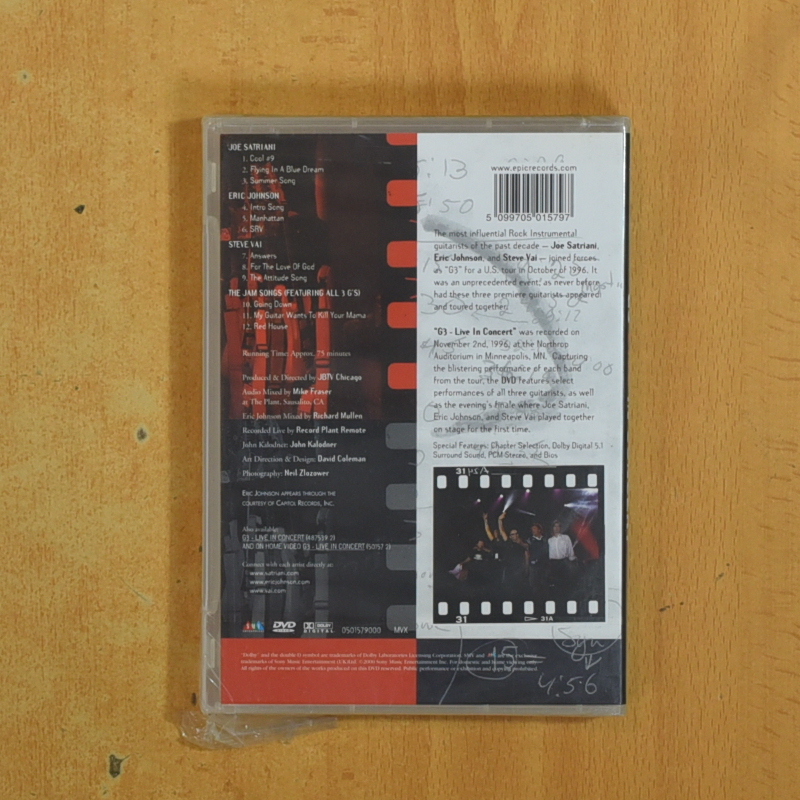 JOE SATRIANI / ERIC JOHNSON / STEVE VAI - G3 LIVE IN CONCERT - CD