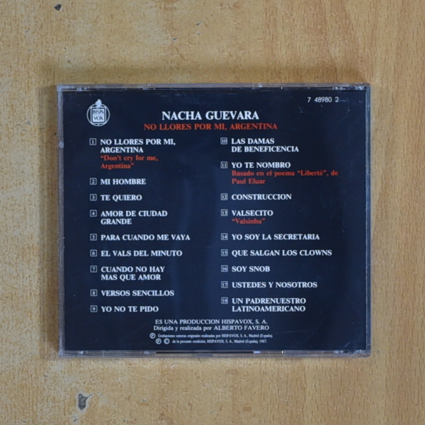NACHA GUEVARA - NO LLORES POR MI ARGENTINA - CD