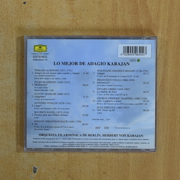 KARAJAN - LO MEJOR DE ADAGIO - CD
