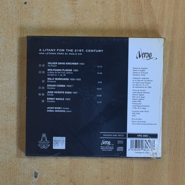 JAVIER BONET ANIBAL BANADOS - A LITANY FOR THE 21ST CENTURY - CD