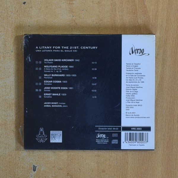 JAVIER BONET ANIBAL BANADOS - A LITANY FOR THE 21ST CENTURY - CD