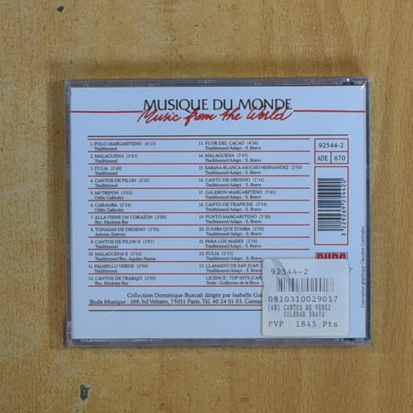 SOLEDAD BRAVO - CHANTS DU VENEZUELA - CD