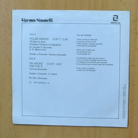 GIACOMO SIMONELLI - VOLAR UNIDOS - SINGLE