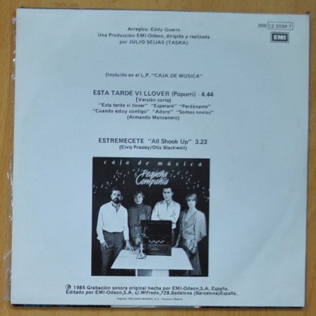 PEQUEÃA COMPAÃIA - ESTA TARDE VI LLOVER / ESTREMECETE - SINGLE