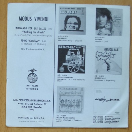 MODUS VIVENDI - CAMINANDO POR LAS CALLES / ADIOS - SINGLE