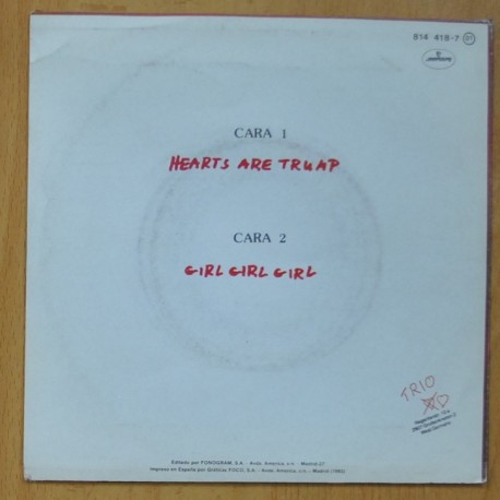 TRIO - HEARTS ARE TRUMP / GIRL, GIRL, GIRL - SINGLE