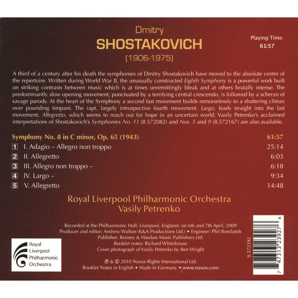 DMITRI SHOSTAKOVICH Y OTROS - SYMPHONY NO. 8 - CD (1)