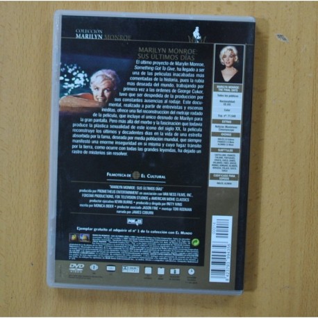 MARILYN MONROE SUS ULTIMOS DIAS - DVD