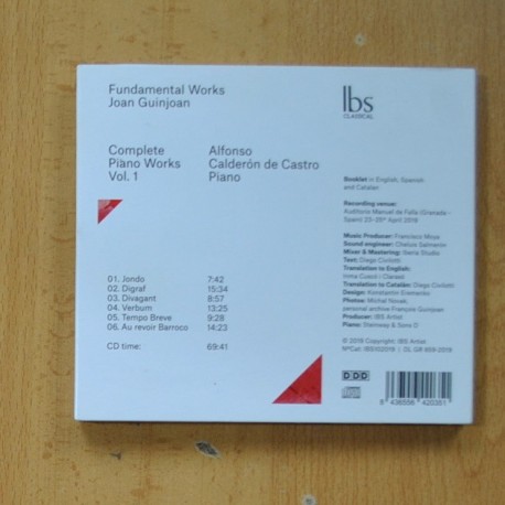 ALFONSO CALDERON DE CASTRO - COMPLETE PIANO WORKS VOL 1 - CD