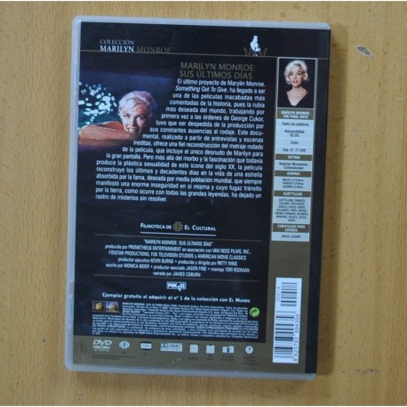 MARILYN MONROE SUS ULTIMOS DIAS - DVD