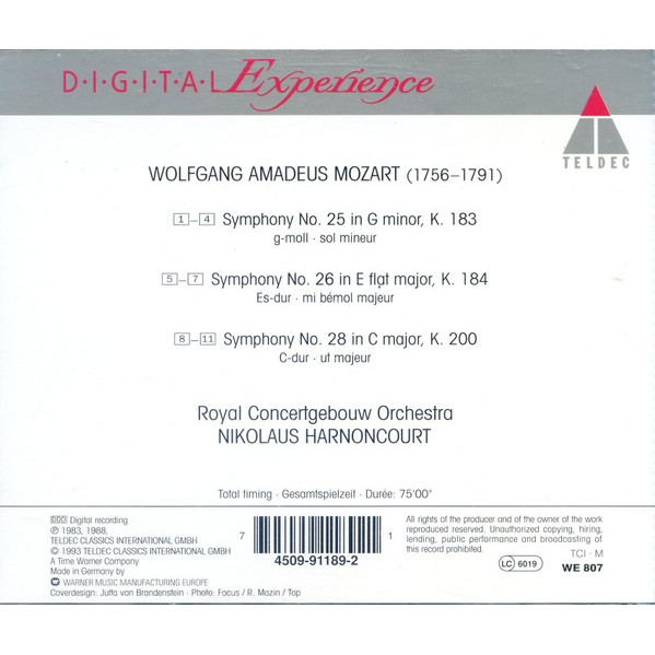 WOLFGANG AMADEUS MOZART Y OTROS - SYMPHONIES NOS. 25, 26 & 2 (1)