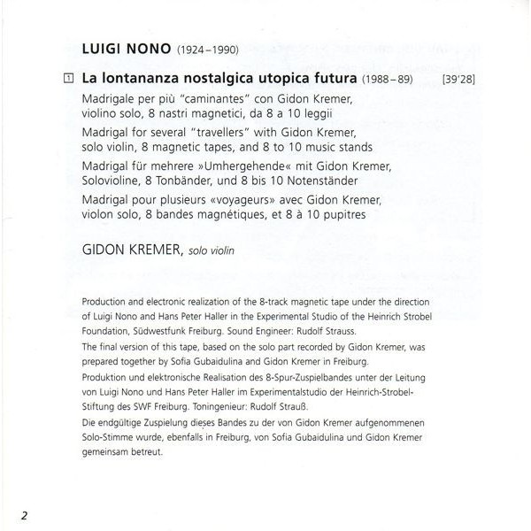 LUIGI NONO Y OTROS - LA LONTANANZA NOSTALGICA UTOPICA FUTURA (4)