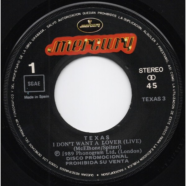 TEXAS - I DON'T WANT A LOVER (LIVE) - SINGLE (2)
