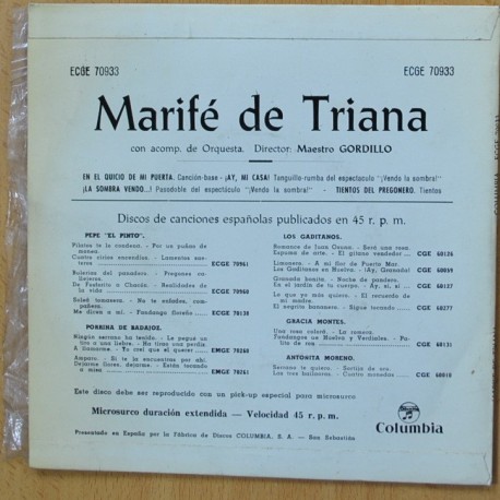 MARIFE DE TRIANA - EN EL QUICIO DE MI PUERTA + 3 - EP