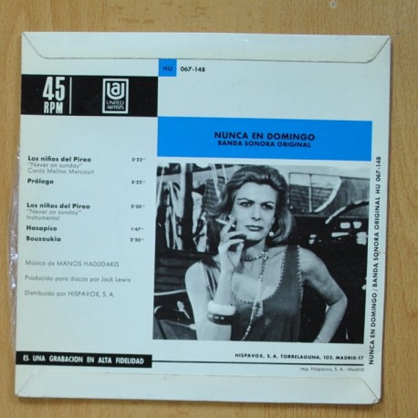 MELINA MERCOURI - NUNCA EN DOMINGO - EP