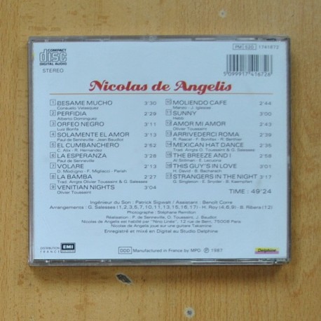 NICOLAR DE ANGELES - NICOLAS DE ANGELIS - CD