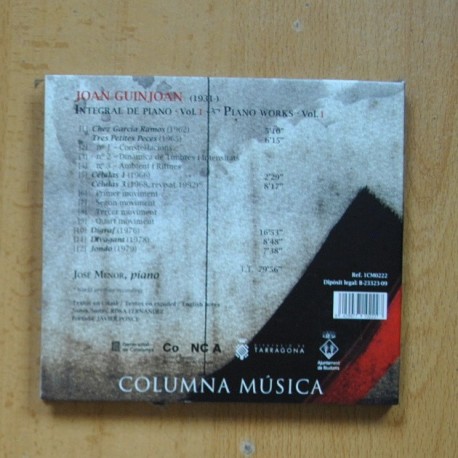 JOAN GUINJOAN - INTEGRAL DE PIANO VOL I - CD