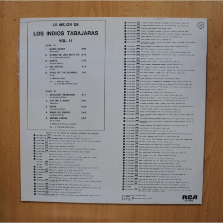 LOS INDIOS TABAJARAS - LO MEJOR DE LOS INDIOS TABAJARAS VOL II - LP