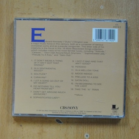 DUKE ELLINGTON - 16 MOST REQUESTED SINGS - CD