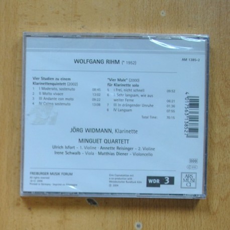 JORG WIDMANN / MINGUET QUARTET - WOLFGANG RIHM - CD