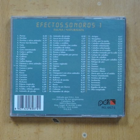 VARIOS - EFECTOS SONOROS 1 FAUNA / NATURALEZA - CD