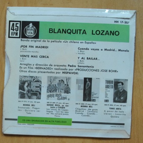 BLANQUITA LOZANO - POR FIN MADRID + 3 - EP