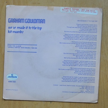 GRAHAM GOULDMAN - WE VE MADE IT TO THE TOP / KIT MAMBO - SINGLE