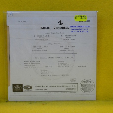 EMILIO VENDRELL - LEMIGRANT + 3 - EP