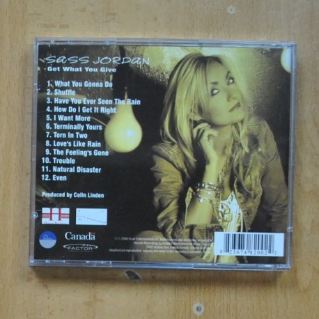 SASS JORDAN - GET WHAT YOU GIVE - CD