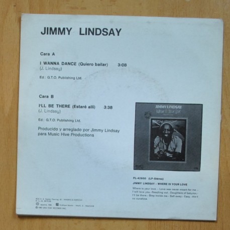 JIMMY LINDSAY - I WANNA DANCE / ILL BE THERE - PROMO SINGLE