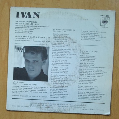 IVAN - BAJO LOS CARACOLES DE TUS CABELLOS - SINGLE