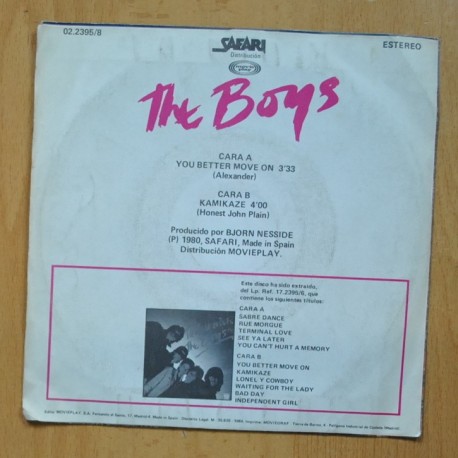 THE BOYS - YOU BETTER MOVE ON / KAMIKAZE - SINGLE