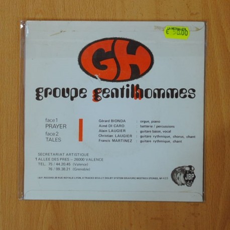 GROUPE GENTILHOMMES - PRAYER / TALES - SINGLE