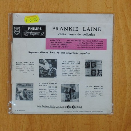 FRANKIE LAINE - CANTA TEMAS DE PELICULAS - VINILO ROSA - EP
