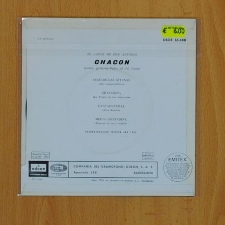 DON ANTONIO CHACON - SEGUIDILLAS GITANAS + 3 - EP