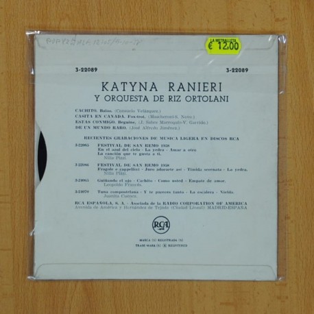 KATYNA RANIERI - CACHITO + 3 - EP [DISCO DE VINILO]