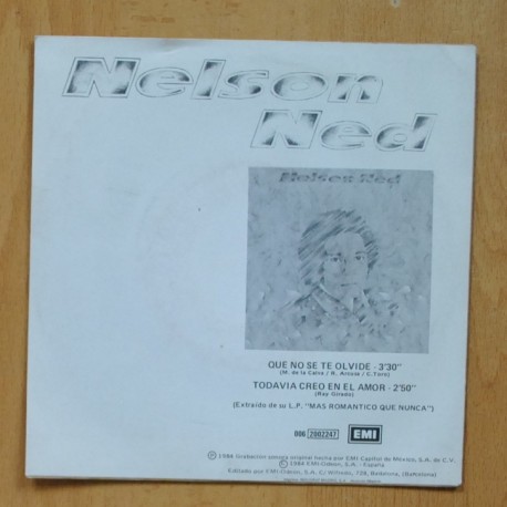 MELSON NED - QUE NO SE TE OLVIDE - SINGLE