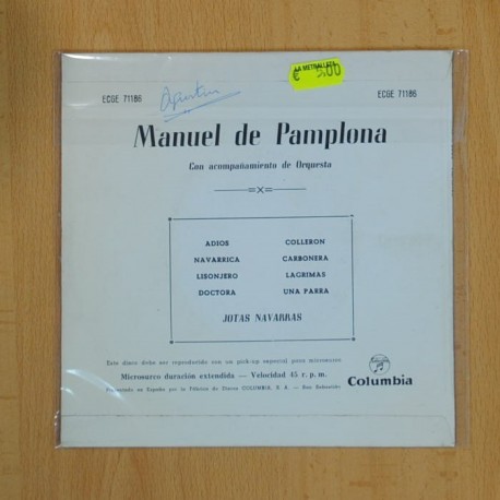 MANUEL DE PAMPLONA - ADIOS + 7 - EP [DISCO DE VINILO]