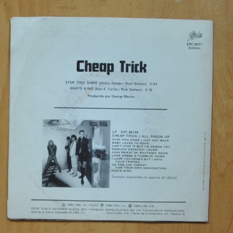 CHEAP TRICK - STOP THIS GAME - PROMO SINGLE