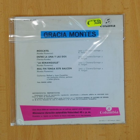 GRACIA MONTES - MOSCATEL + 3 - EP