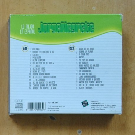 JORGE NEGRETE - LO MEJOR EN ESPAÃOL - 2 CD