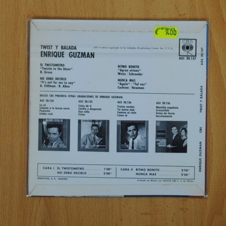 ENRIQUE GUZMAN - EL TWISTOMETRO + 3 - EP