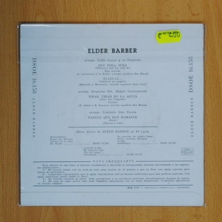 ELDER BARBER - QUE SERA SERA + 3 - EP